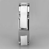 3W967 - High polished (no plating) Stainless Steel Ring with Ceramic in White - Alamode - Flyclothing LLC