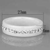 3W968 - High polished (no plating) Stainless Steel Ring with Ceramic in White - Alamode - Flyclothing LLC