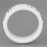 3W968 - High polished (no plating) Stainless Steel Ring with Ceramic in White - Alamode - Flyclothing LLC
