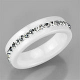 3W968 - High polished (no plating) Stainless Steel Ring with Ceramic in White - Alamode - Flyclothing LLC