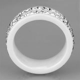 3W970 - High polished (no plating) Stainless Steel Ring with Ceramic in White - Alamode - Flyclothing LLC