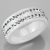 3W970 - High polished (no plating) Stainless Steel Ring with Ceramic in White - Alamode - Flyclothing LLC