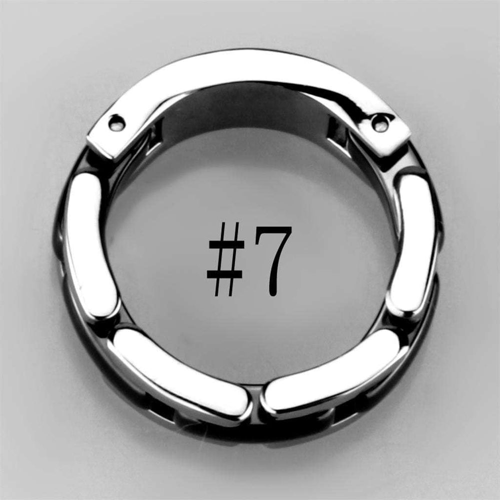 3W972 - High polished (no plating) Stainless Steel Ring with Ceramic in Jet - Alamode - Flyclothing LLC