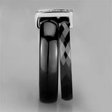 3W978 - High polished (no plating) Stainless Steel Ring with Ceramic in Jet - Alamode - Flyclothing LLC