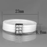 3W981 - High polished (no plating) Stainless Steel Ring with Ceramic in White - Alamode - Flyclothing LLC