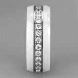 3W983 - High polished (no plating) Stainless Steel Ring with Ceramic in White - Alamode - Flyclothing LLC