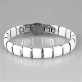 3W985 - High polished (no plating) Stainless Steel Bracelet with Ceramic in White - Alamode - Flyclothing LLC