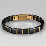 3W986 - IP Rose Gold(Ion Plating) Stainless Steel Bracelet with Ceramic  in Jet - Alamode