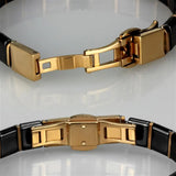 3W986 - IP Rose Gold(Ion Plating) Stainless Steel Bracelet with Ceramic in Jet - Alamode - Flyclothing LLC