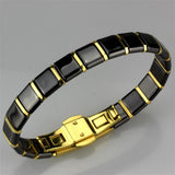3W988 - IP Gold(Ion Plating) Stainless Steel Bracelet with Ceramic  in Jet - Alamode