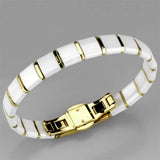 3W989 - IP Gold(Ion Plating) Stainless Steel Bracelet with Ceramic in White - Alamode - Flyclothing LLC