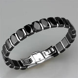 3W990 - High polished (no plating) Stainless Steel Bracelet with Ceramic in Jet - Alamode - Flyclothing LLC