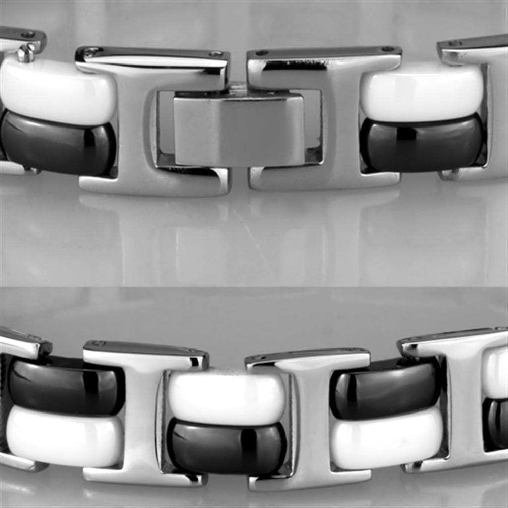 3W998 - High polished (no plating) Stainless Steel Bracelet with Ceramic in Jet - Alamode - Flyclothing LLC