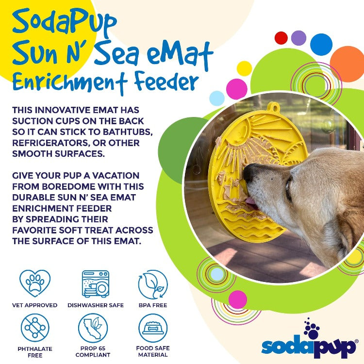 Sun n' Sea eMat - Enrichment Lick Mat For Dogs and Cats - With Suction Cups - Beach Design | USA Made - SodaPup/True Dogs, LLC - Flyclothing LLC