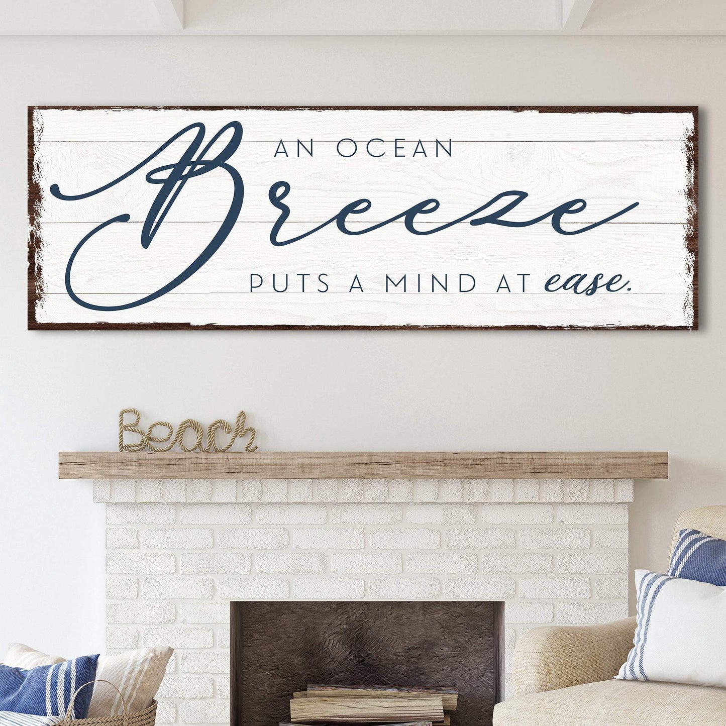 An Ocean Breeze Puts A Mind At Ease Sign - Tailored Canvases - Flyclothing LLC