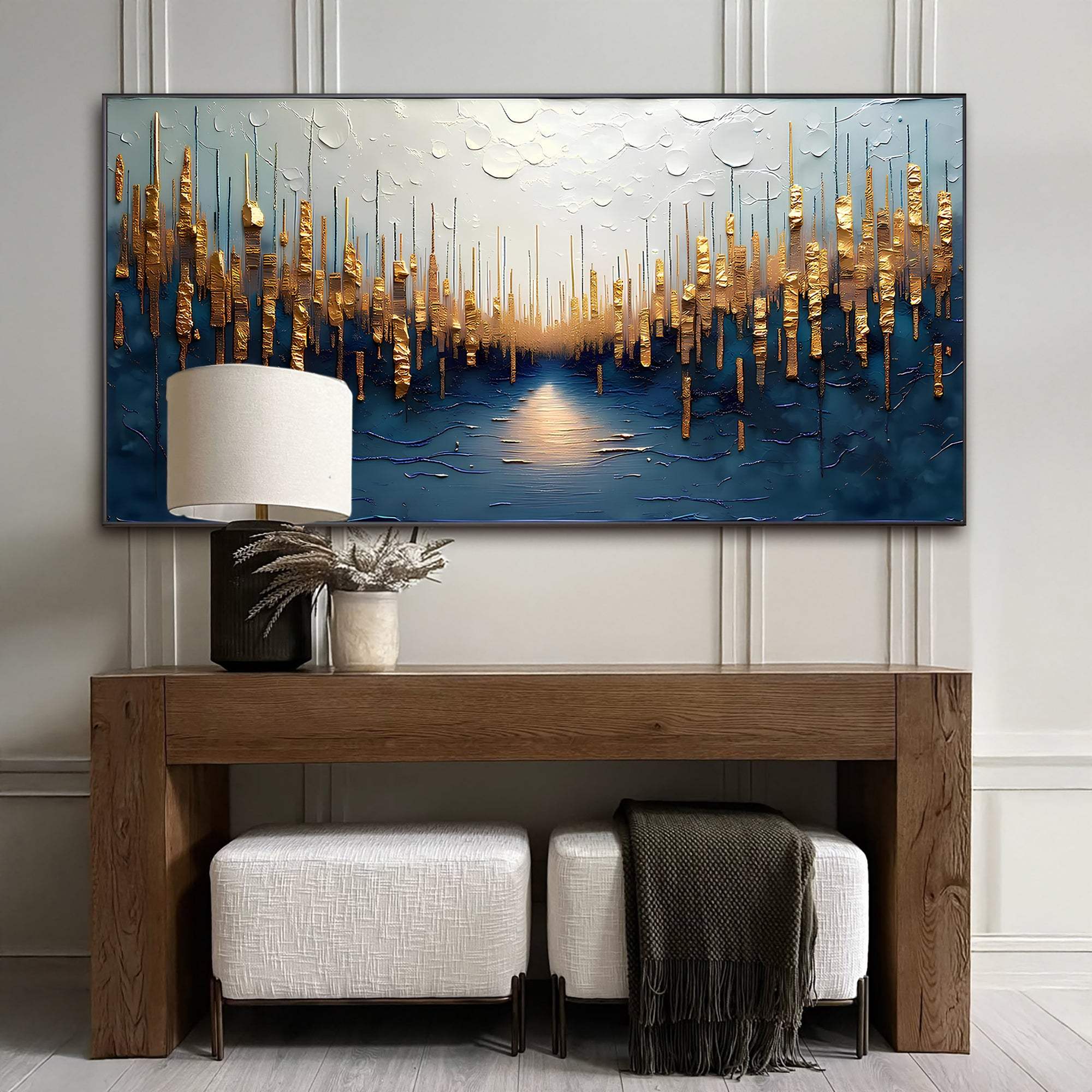 Golden Forest Reflection Abstract Wall Art - Tailored Canvases - Flyclothing LLC