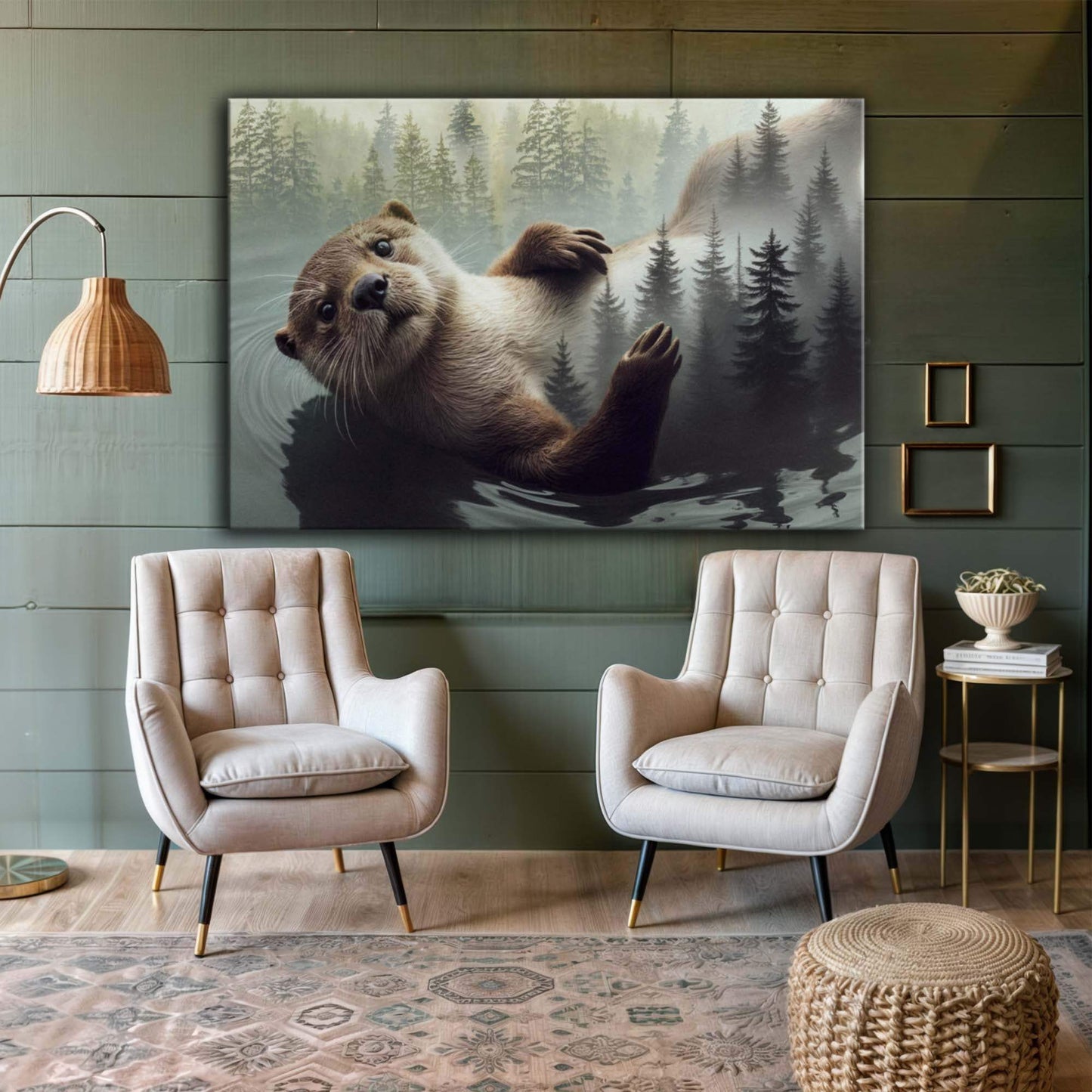 Otter Double Exposure Wall Art - Tailored Canvases - Flyclothing LLC