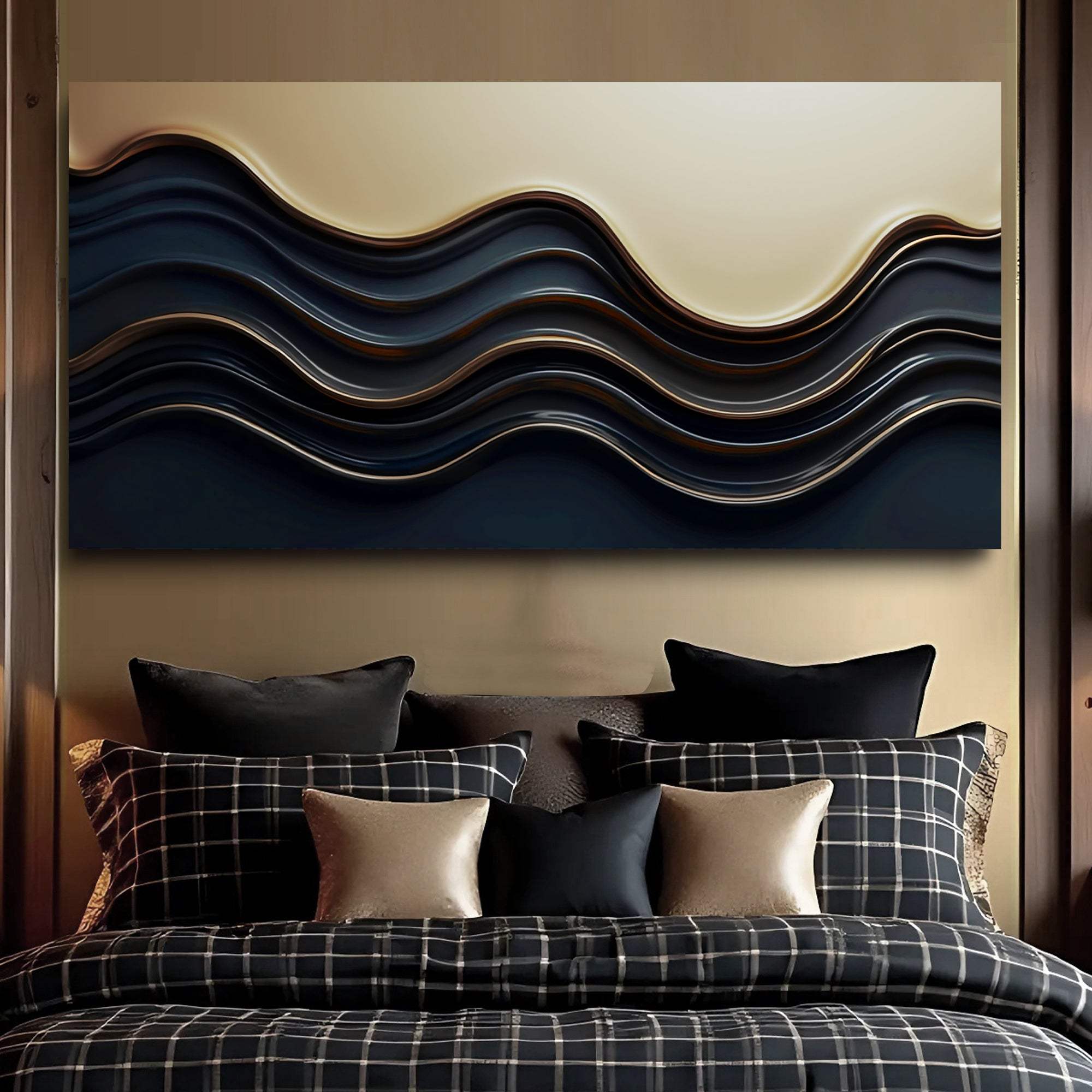 Black and Gold Minimalist Abstract Wall Art III - Tailored Canvases - Flyclothing LLC