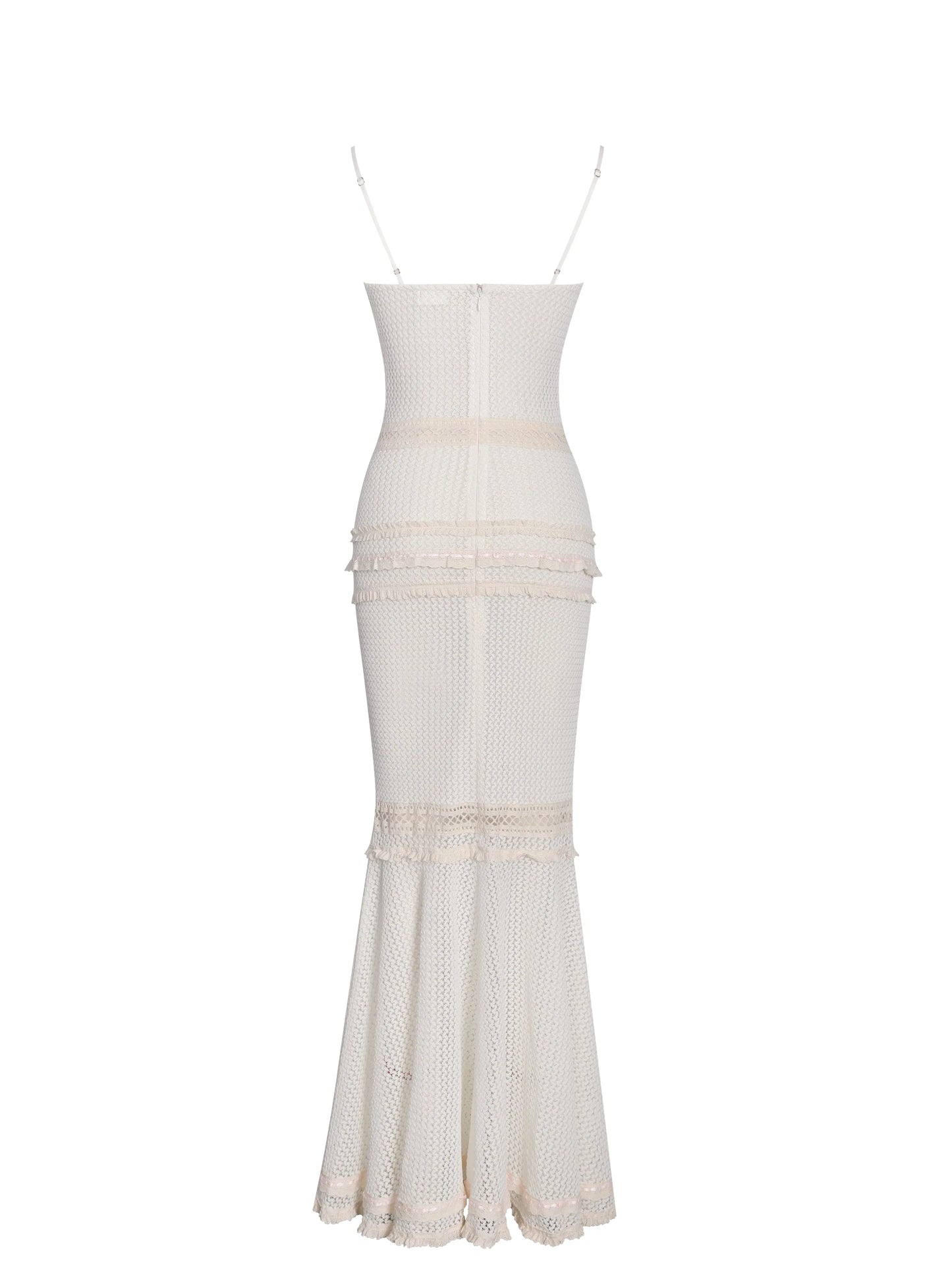 Pallas Beige Lace Trim Crochet Mermaid Maxi Dress - Miss Circle - Flyclothing LLC