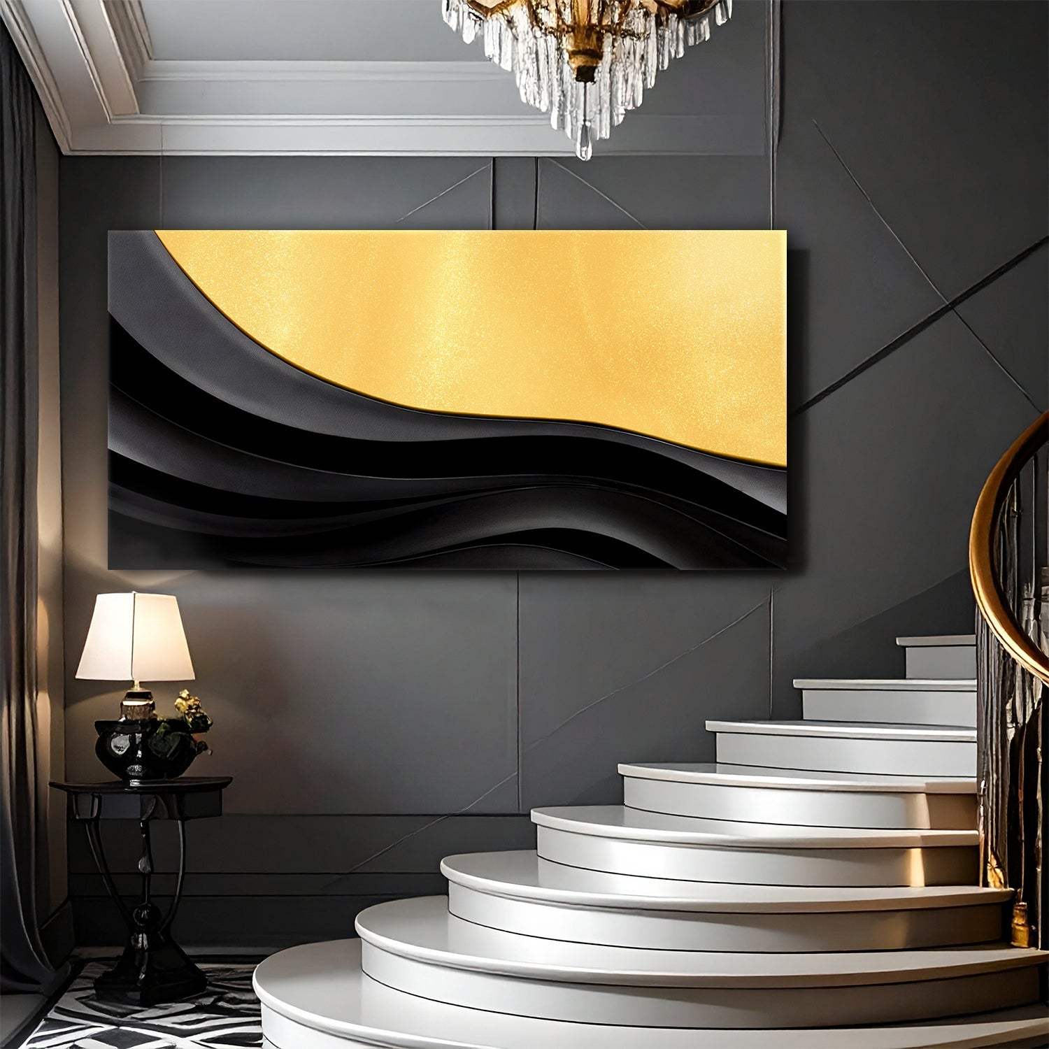 Black And Gold Minimalist Abstract VIII - Tailored Canvases - Flyclothing LLC