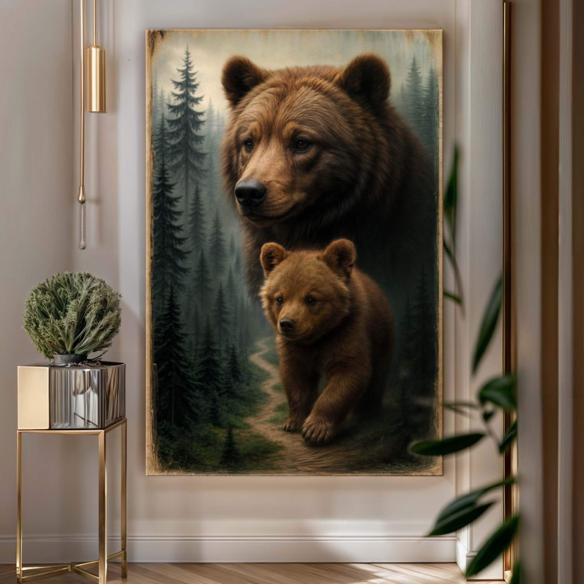 Path of the Wild Kin Bear and Cub Wall Art - Tailored Canvases - Flyclothing LLC