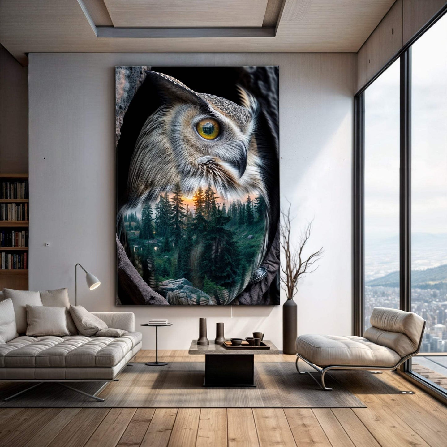Owl Double Exposure Wall Art - Tailored Canvases - Flyclothing LLC