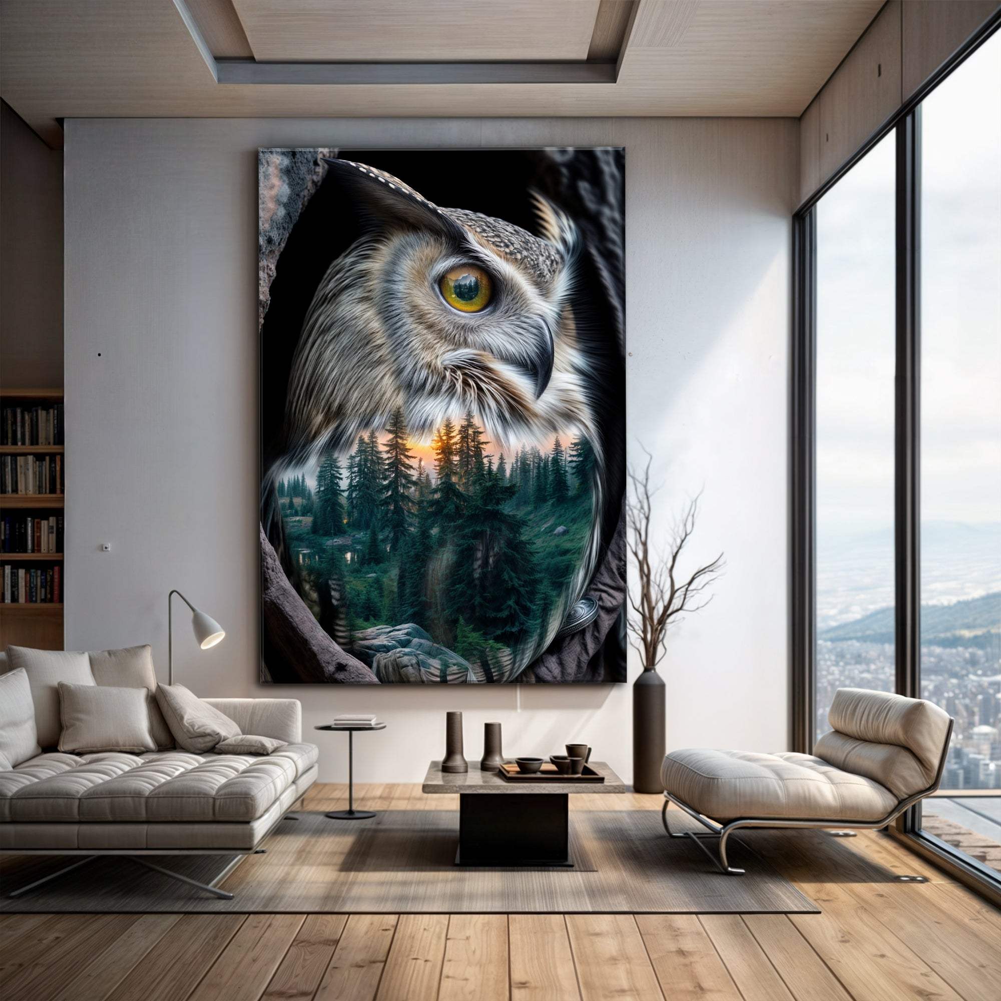 Owl Double Exposure Wall Art - Tailored Canvases - Flyclothing LLC