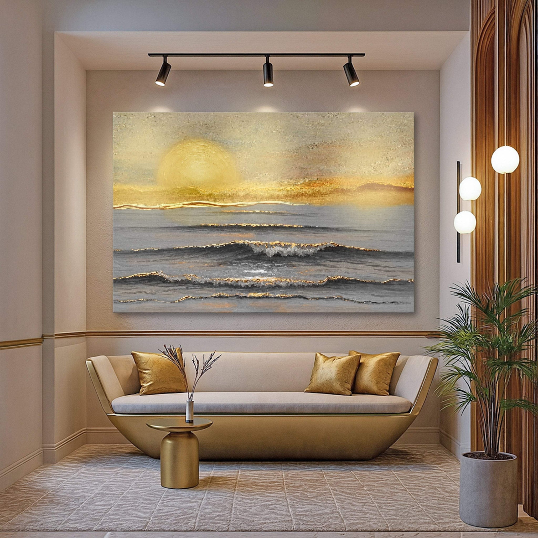 Golden Horizon Calm Wall Art - Tailored Canvases - Flyclothing LLC