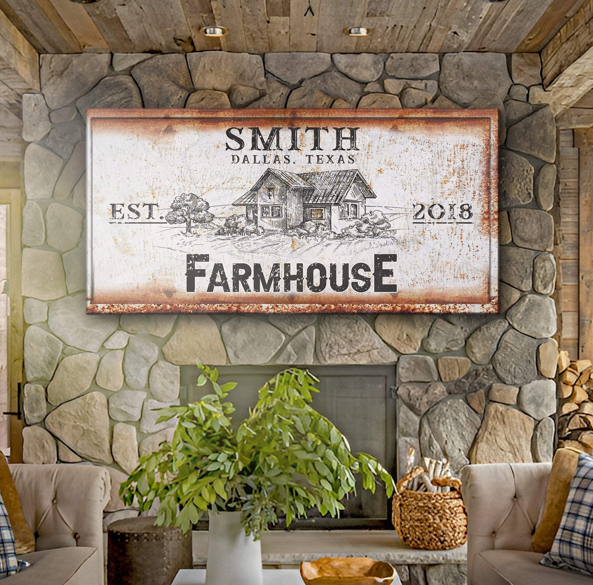 Rustic Farmhouse Personalized Sign III - Tailored Canvases - Flyclothing LLC