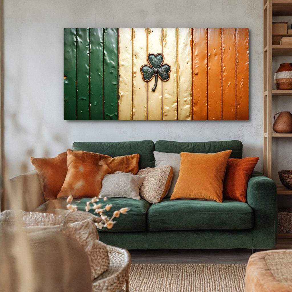 Irish Shamrock Glory Wooden Flag Wall Art II - Tailored Canvases - Flyclothing LLC