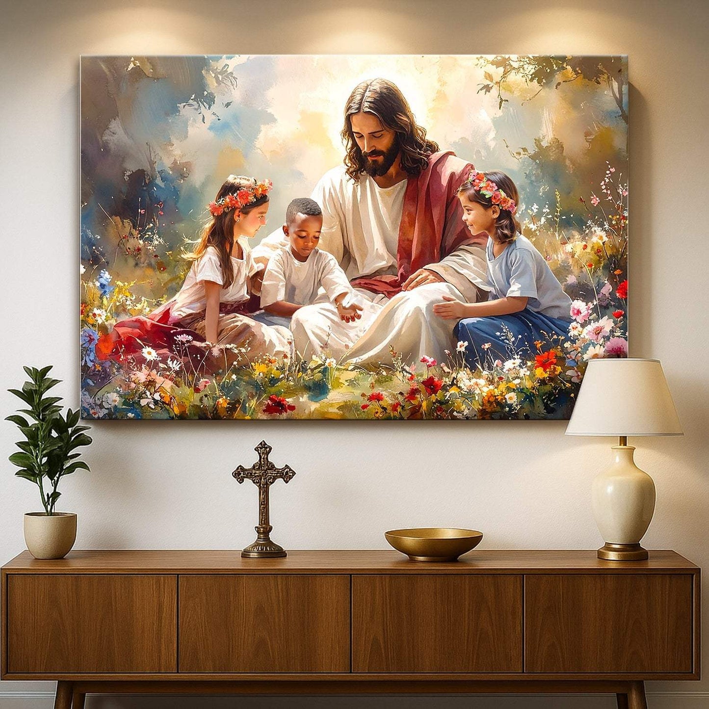 Jesus With Children Faith Wall Art IX - Tailored Canvases - Flyclothing LLC