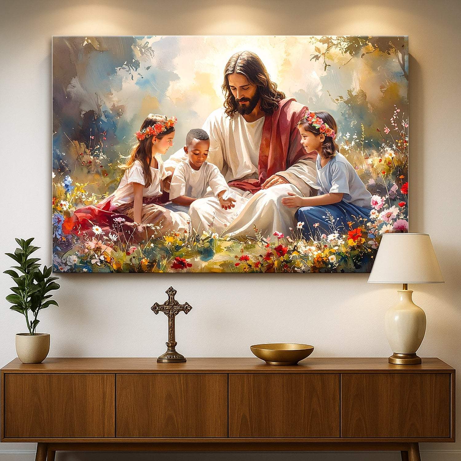 Jesus With Children Faith Wall Art IX - Tailored Canvases - Flyclothing LLC