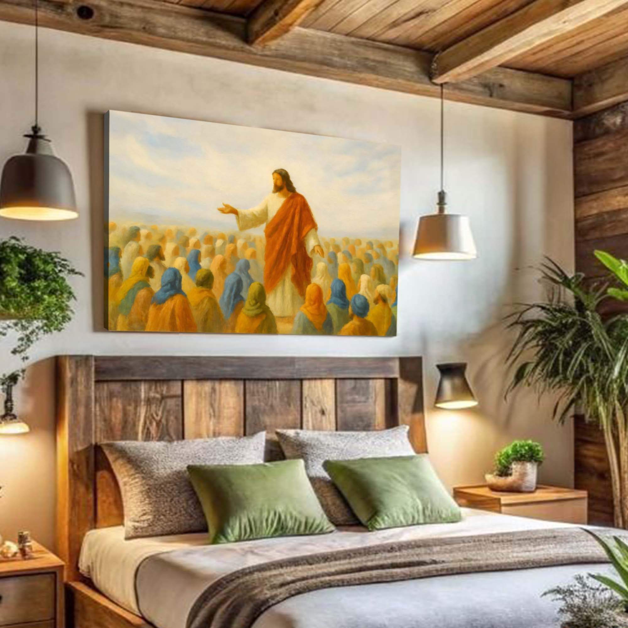 Jesus Speaking To Crowd Faith Wall Art II - Tailored Canvases - Flyclothing LLC