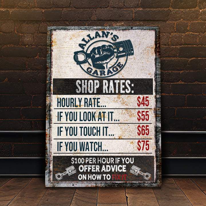 Garage Rules Sign - Tailored Canvases - Flyclothing LLC