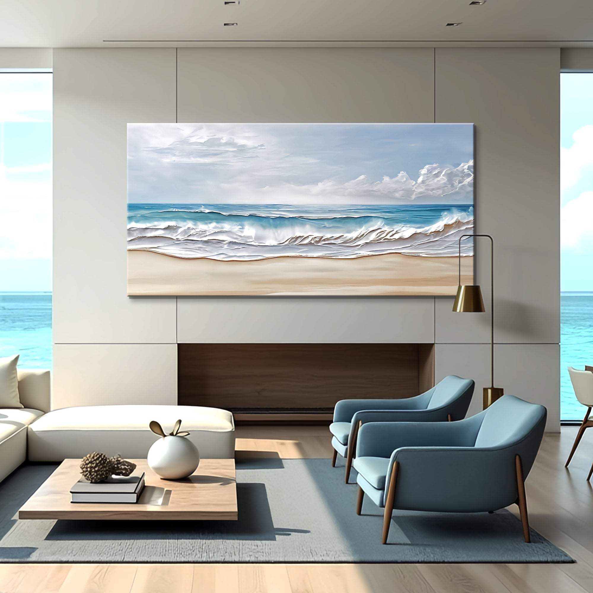 Serene Ocean Wave Coastal Wall Art VII - Tailored Canvases - Flyclothing LLC