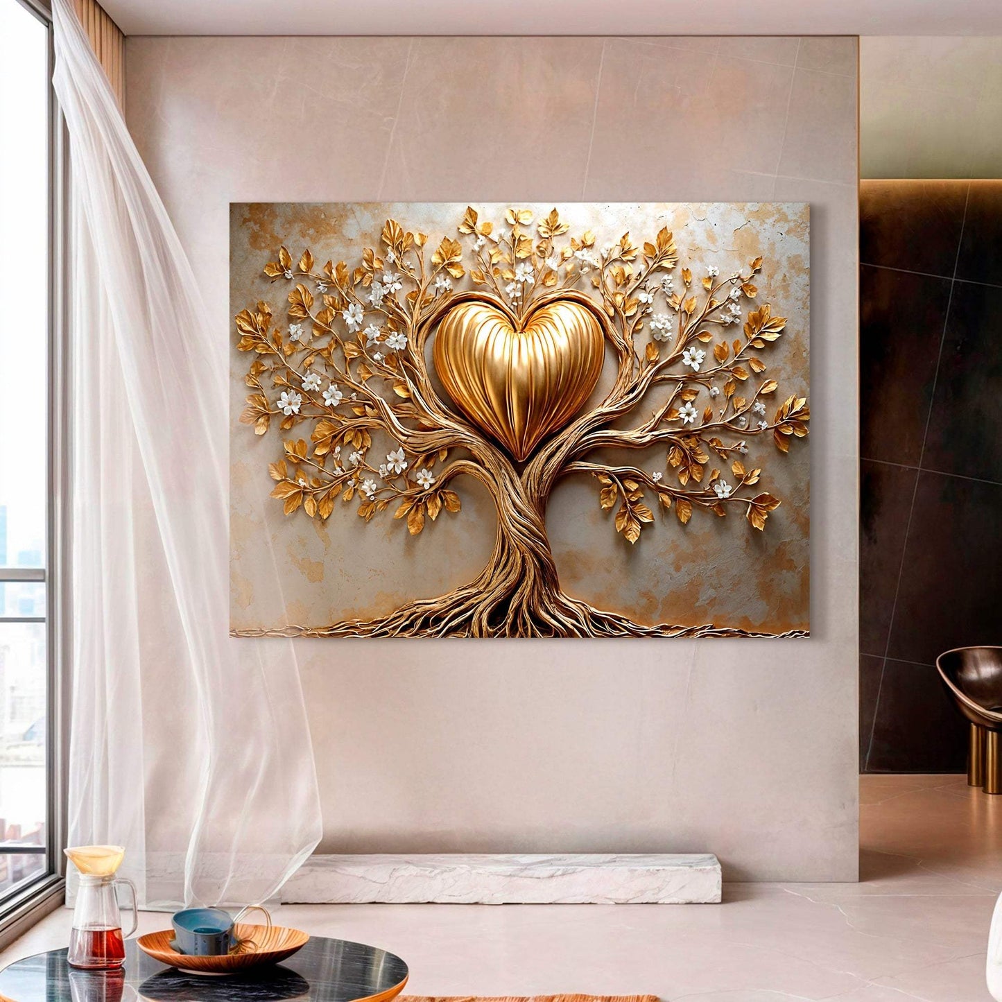Golden Tree Heart Wall Art - Tailored Canvases - Flyclothing LLC