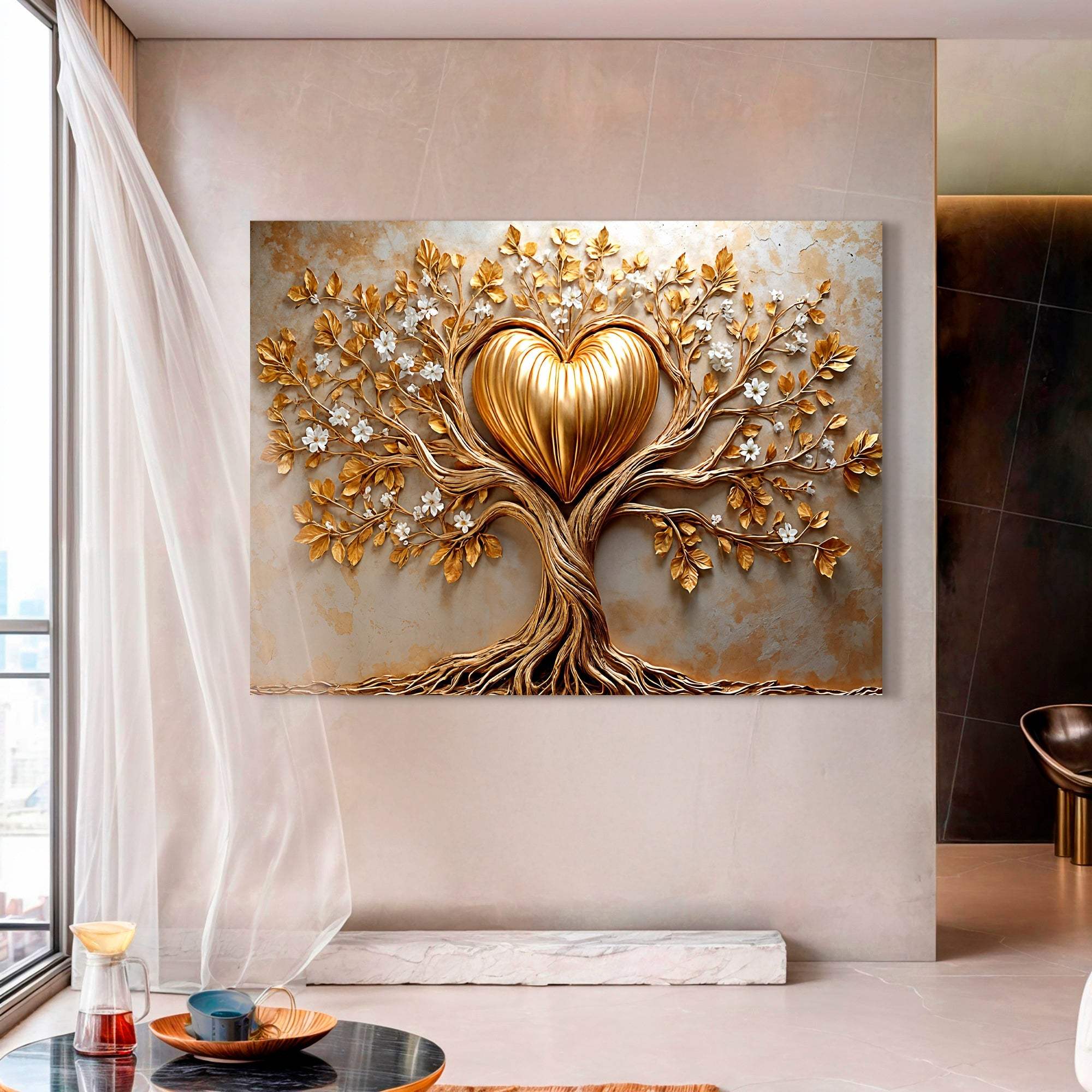 Golden Tree Heart Wall Art - Tailored Canvases - Flyclothing LLC