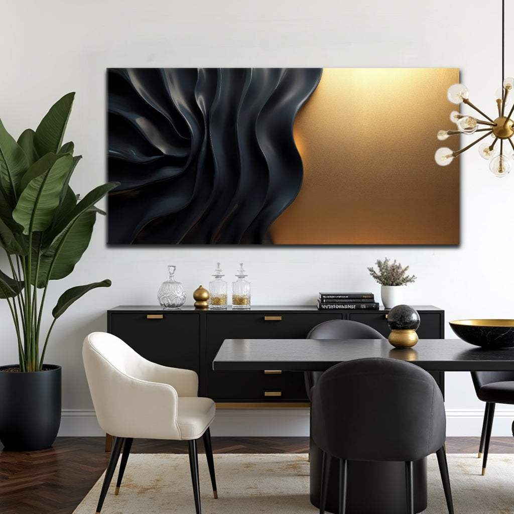 Black And Gold Minimalist Abstract XIII - Tailored Canvases - Flyclothing LLC