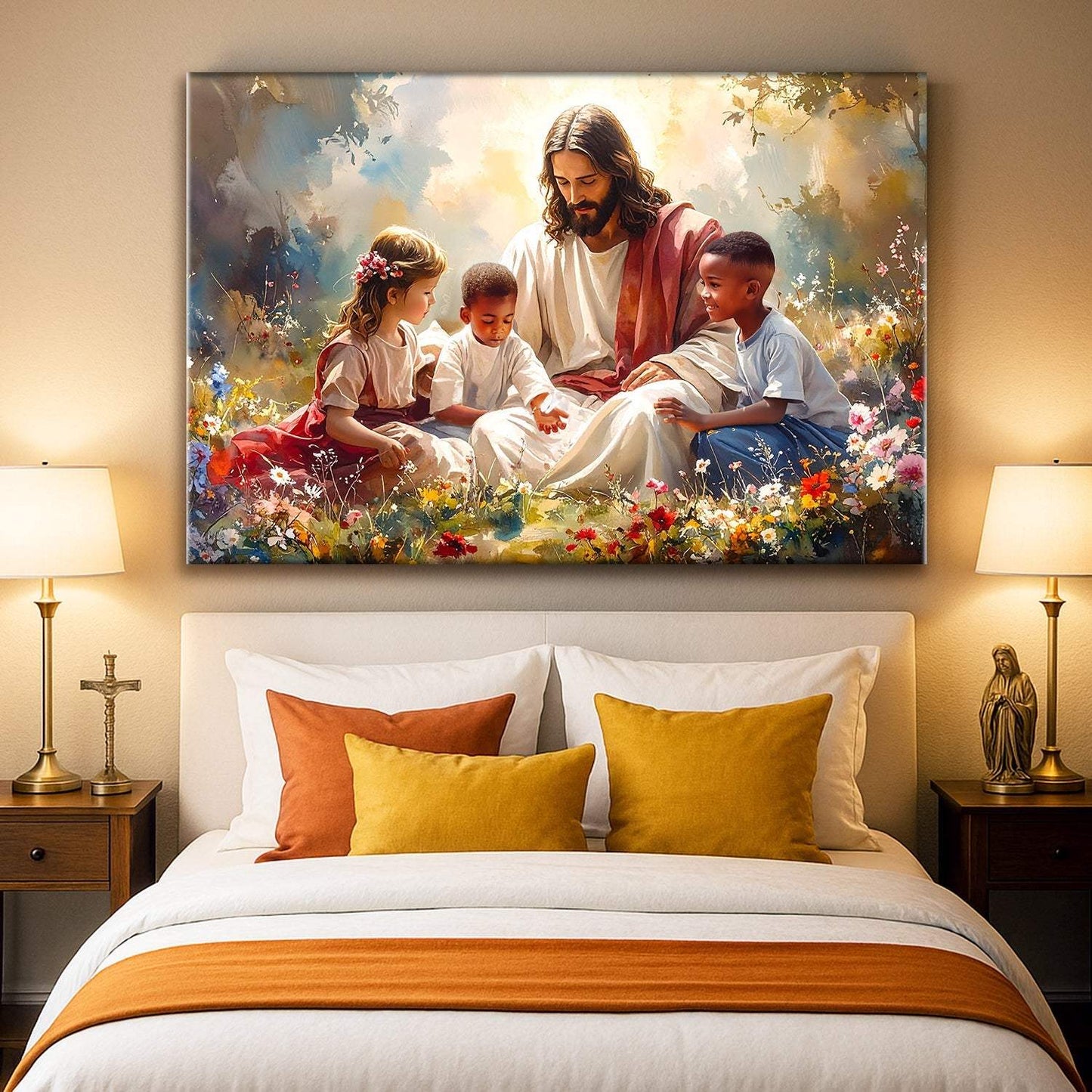 Jesus With Children Faith Wall Art VII - Tailored Canvases - Flyclothing LLC
