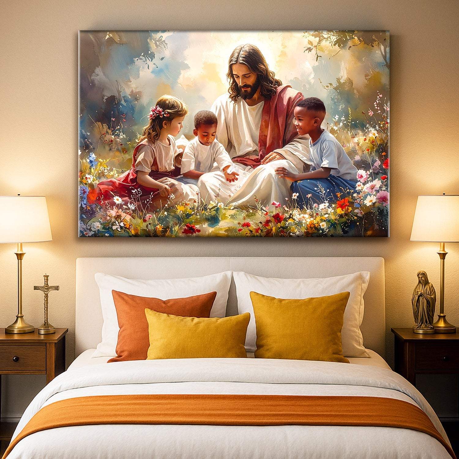 Jesus With Children Faith Wall Art VII - Tailored Canvases - Flyclothing LLC