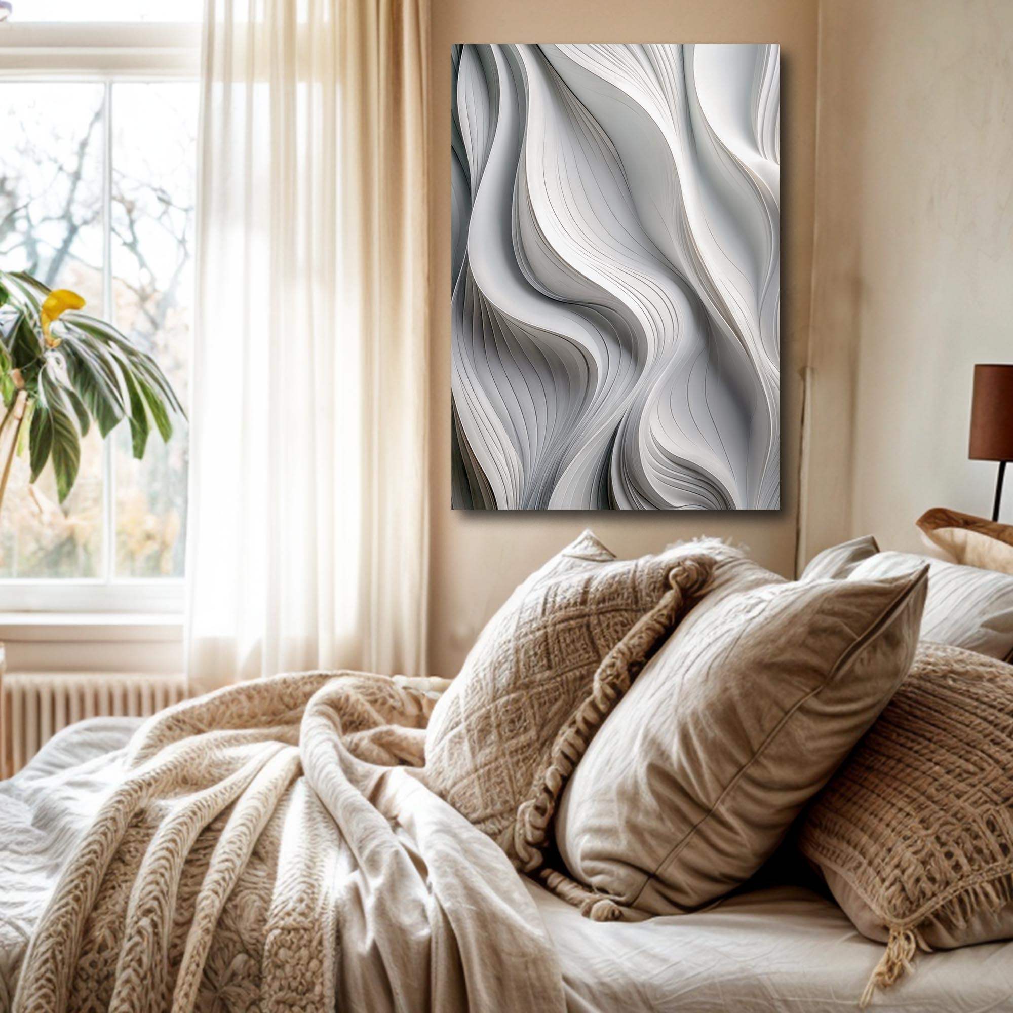 Modern Monochrome Waves Abstract Wall Art - Tailored Canvases - Flyclothing LLC