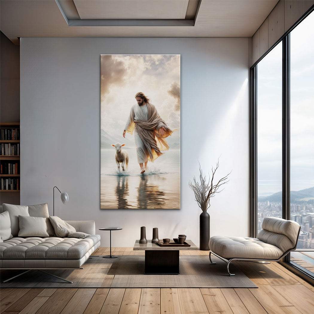 Jesus Protects The Lamb From Wolves Faith Wall Art XIII - Tailored Canvases - Flyclothing LLC