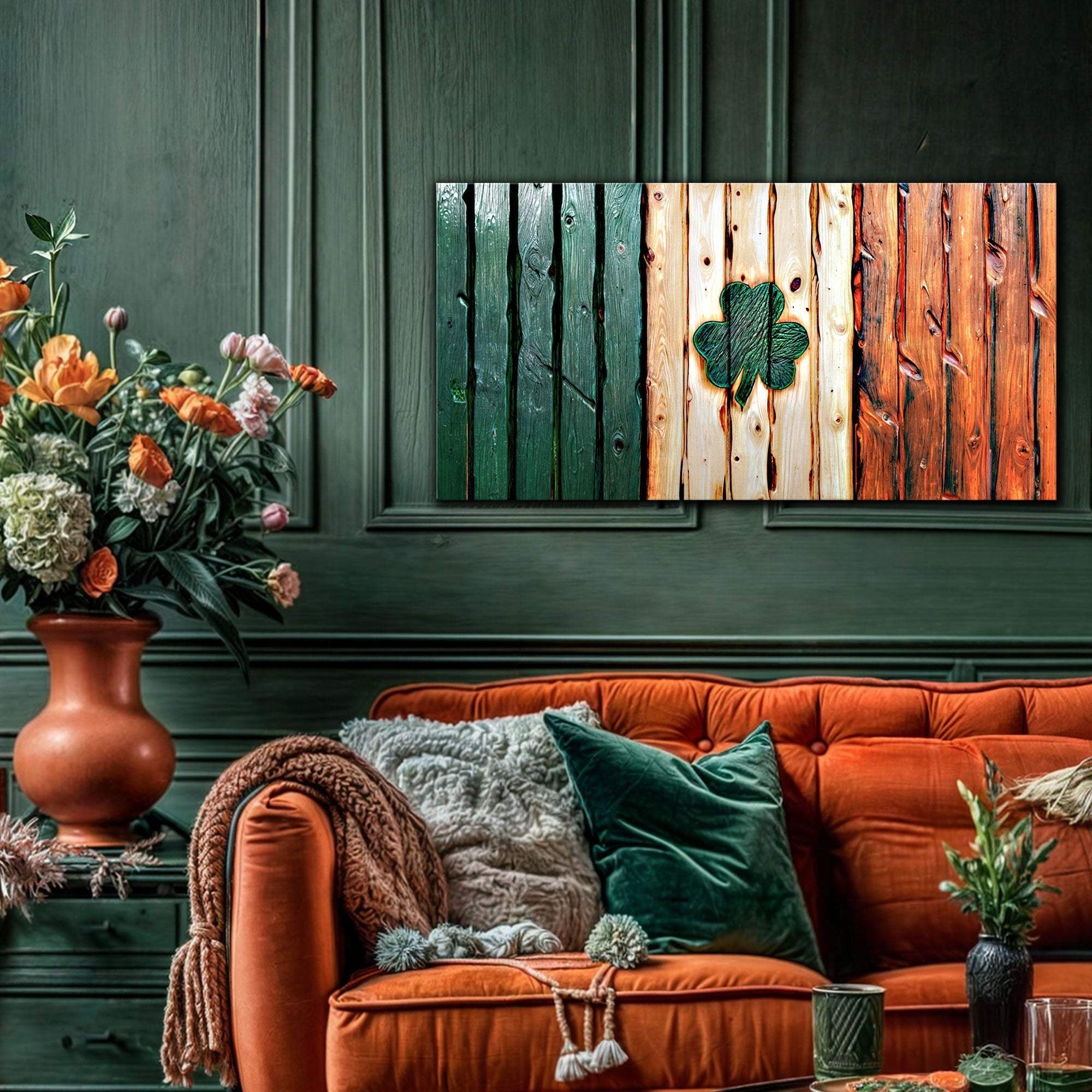 Irish Shamrock Glory Wooden Flag Wall Art - Tailored Canvases - Flyclothing LLC