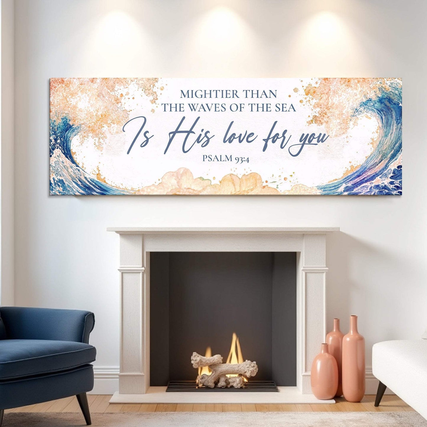 Mightier Than the Waves of the Sea Psalm 93:4 Faith Sign IV - Tailored Canvases - Flyclothing LLC