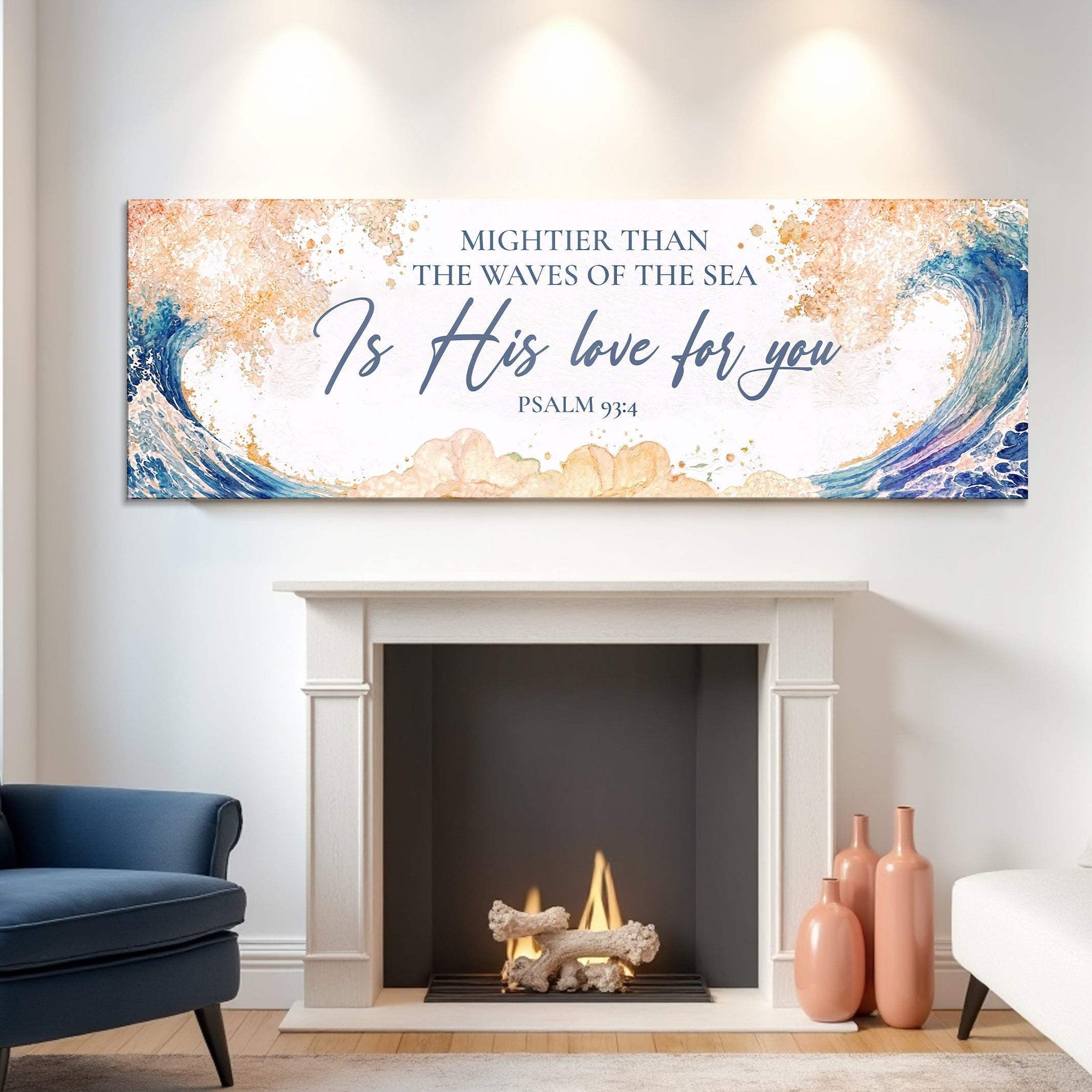 Mightier Than the Waves of the Sea Psalm 93:4 Faith Sign IV - Tailored Canvases - Flyclothing LLC