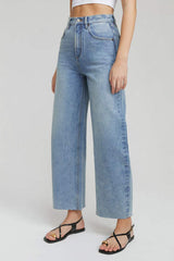 Moon Curve Raw Hem Crop Jeans HJ129 - Hey Joanie - Flyclothing LLC