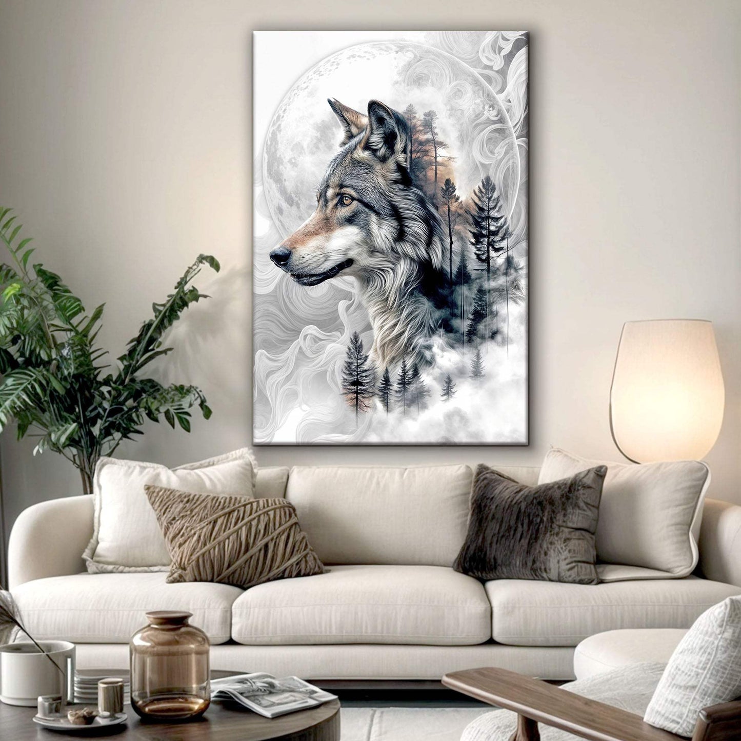 Wolf Double Exposure Wall Art - Tailored Canvases - Flyclothing LLC