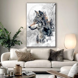 Wolf Double Exposure Wall Art - Tailored Canvases - Flyclothing LLC
