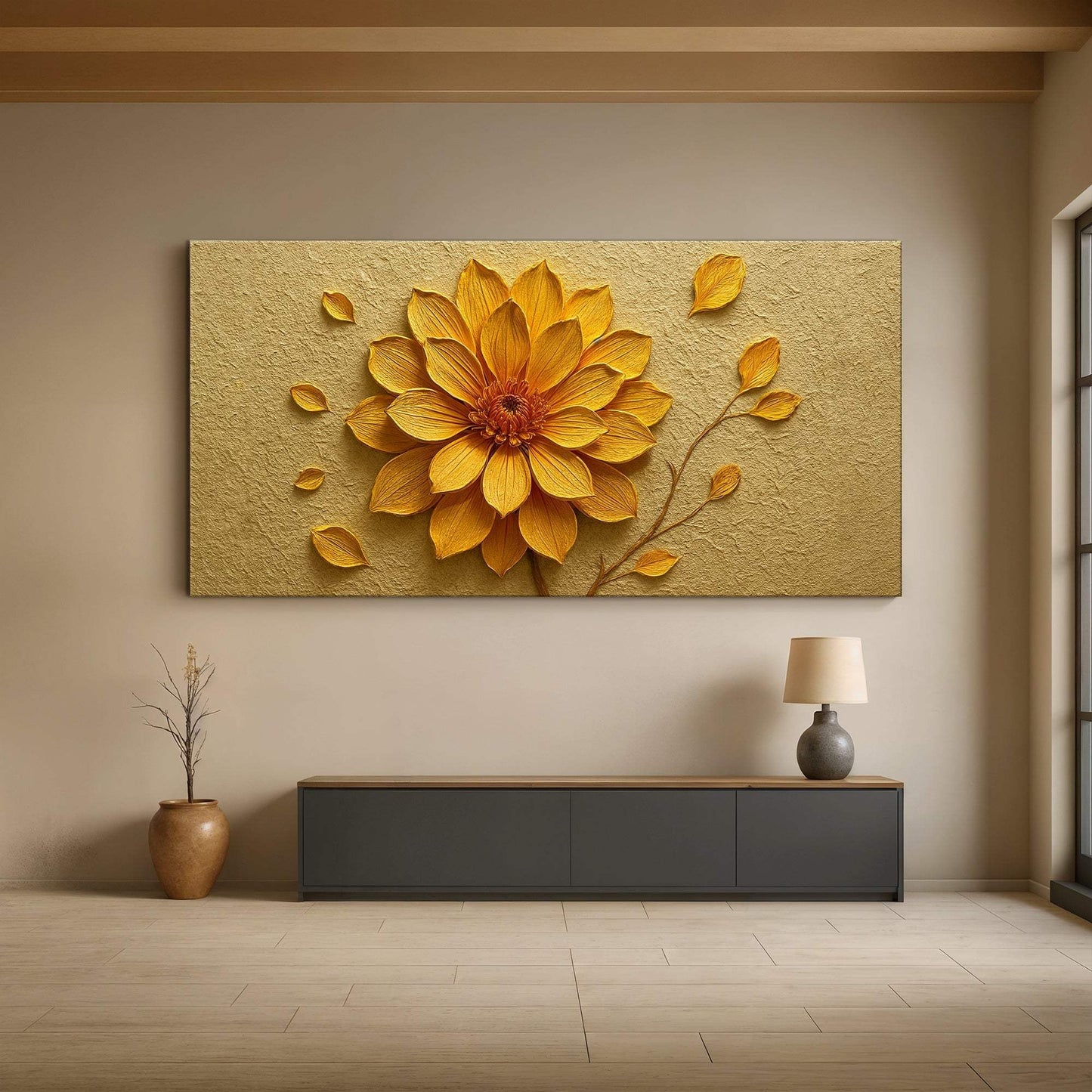 Golden Dandelion Minimalist Abstract Wall Art IV - Tailored Canvases - Flyclothing LLC