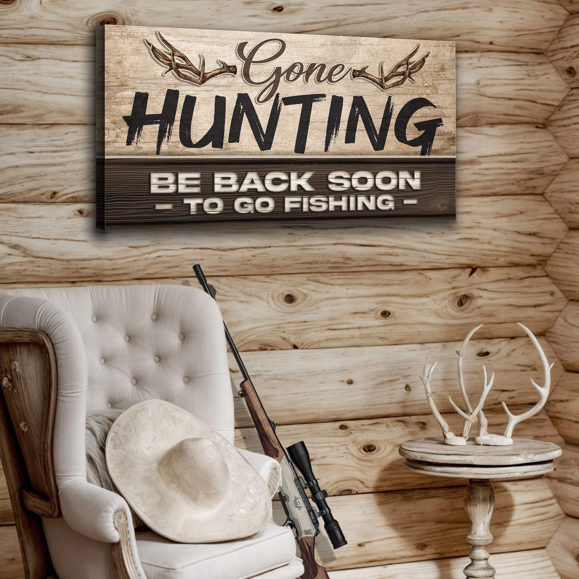 Gone Hunting Sign II - Tailored Canvases - Flyclothing LLC